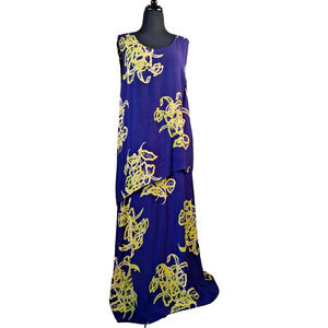 OK Mike Woman One Size Purple Rayon Long Maxi Dress attached Top and Scarf FLAWS